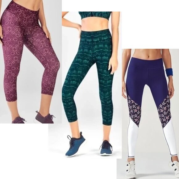 Fabletics LOT OF 3 Athletic Leggings Pink Green Blue Women's Size Medium - Picture 1 of 16